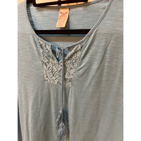 Faded Glory Women’s Top Size M Teal Blue Stretch Knit Long Sleeve Blouse Casual - Picture 2 of 7